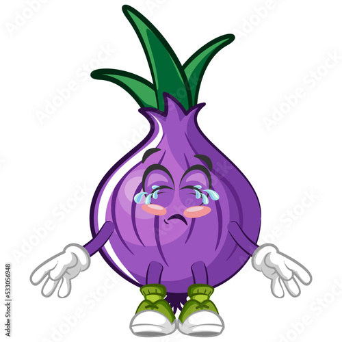 cartoon character vector illustration of a crying onion