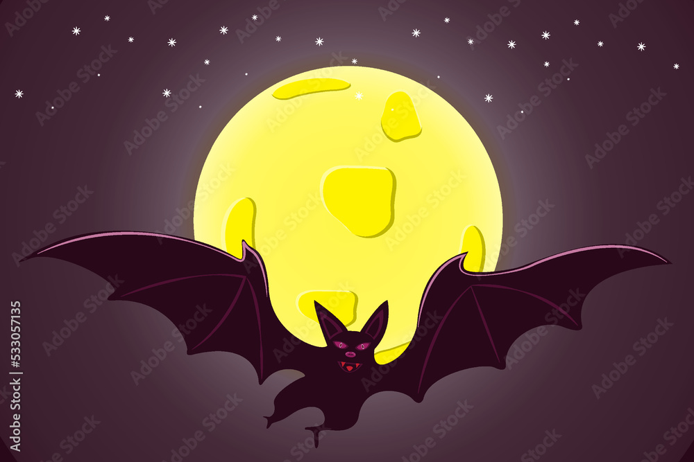 Fototapeta premium Halloween celebration with full moon and bats in October