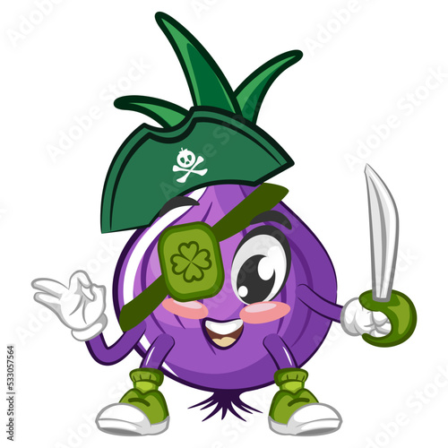 cartoon character vector illustration of pirate onion