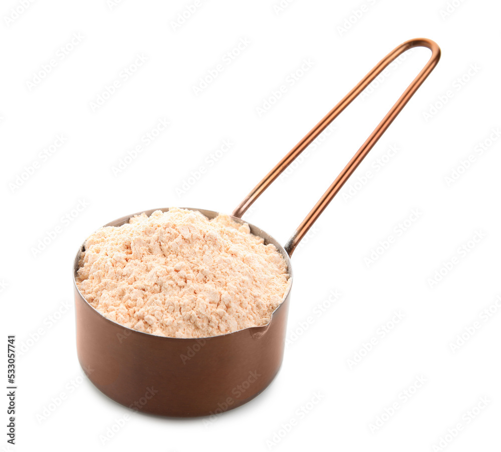 Lentil flour in dish isolated on white