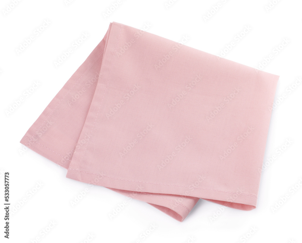 Fabric napkin for table setting on white background, top view Fabric napkin for table setting on white background, top view