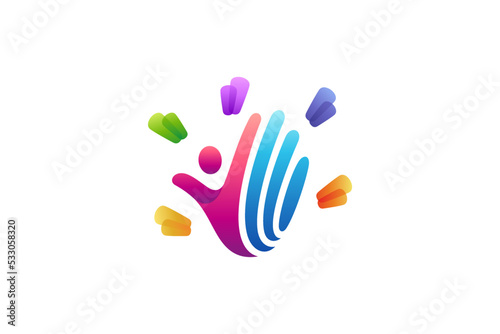 childcare, hand logo with kid inside