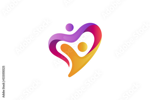 people heart care logo, charity icons, happy family symbols