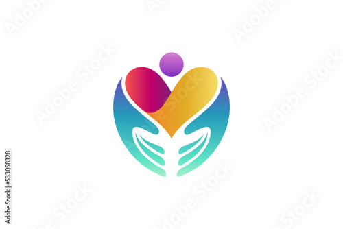 childcare logo template, hand care vector icon