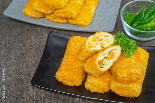 Risol with creamy ragout filling. snacks that are cooked by frying, have a savory taste