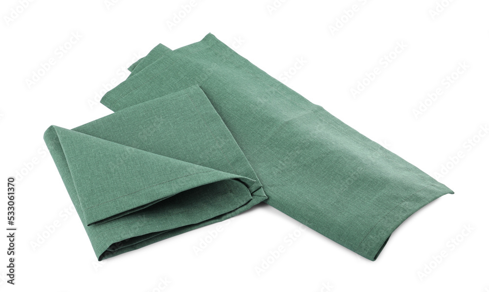 Green cloth kitchen napkins isolated on white Green cloth kitchen napkins isolated on white