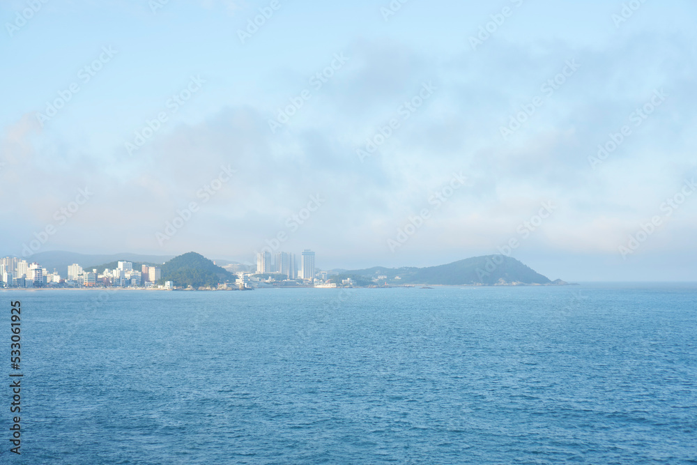 Landscape of the village by the seashore