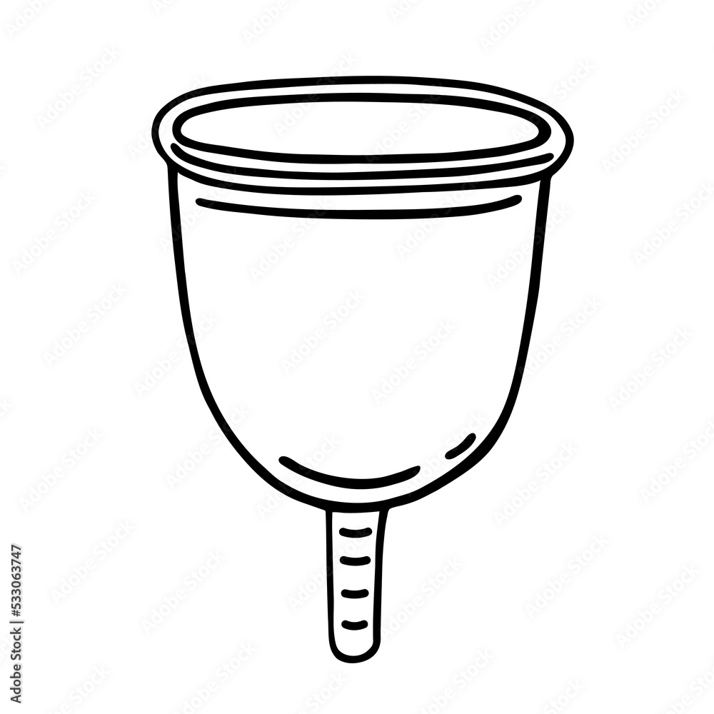 Menstrual Cup Vector Icon Hand Drawn Illustration Isolated On White Feminine Hygiene Product 6000