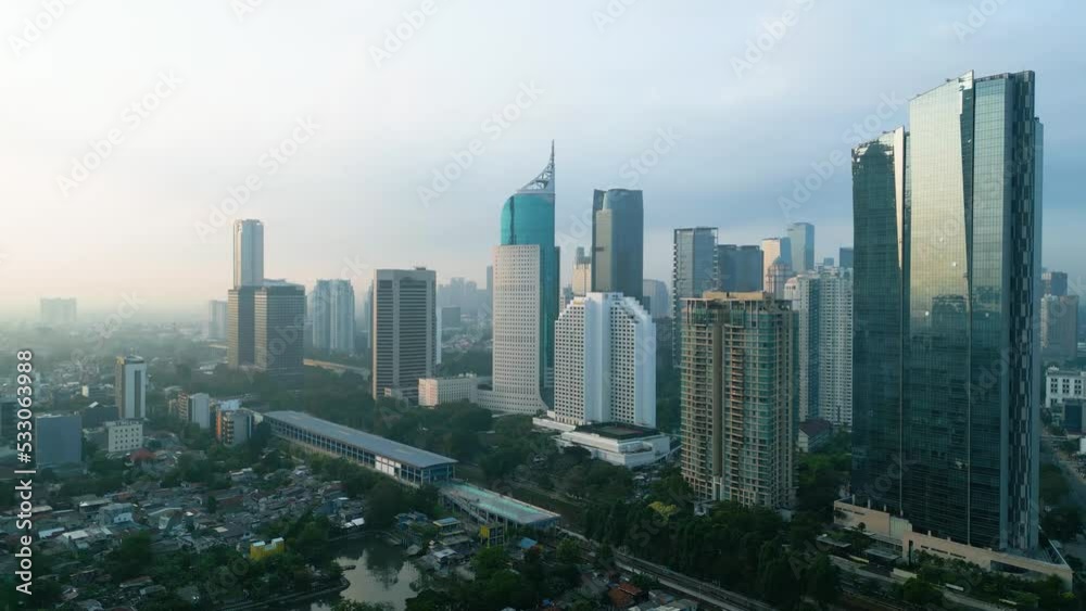 Beautiful scenery of Wisma 46 with Jakarta cityscape Beautiful scenery of Wisma 46 with Jakarta cityscape