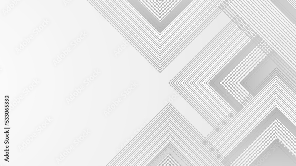 Fototapeta premium Technology banner design with white and grey arrows. Abstract geometric vector background
