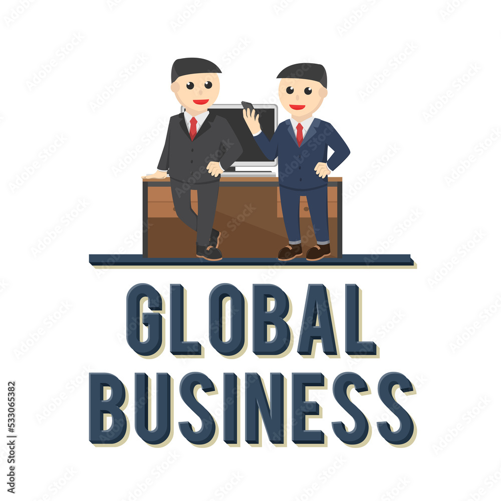 global business concept with business characters on white background global business concept with business characters on white background