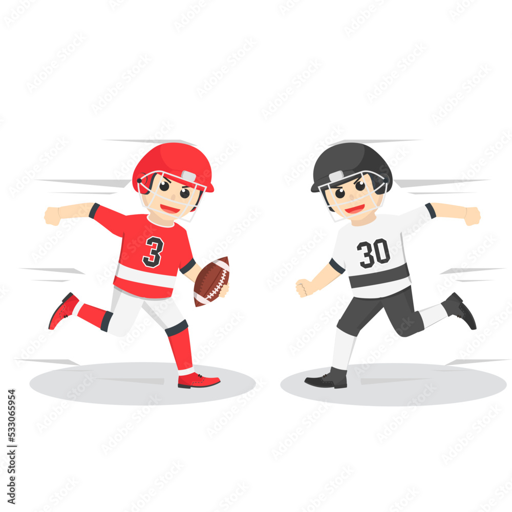 American Football Player Confrontation design character on white background