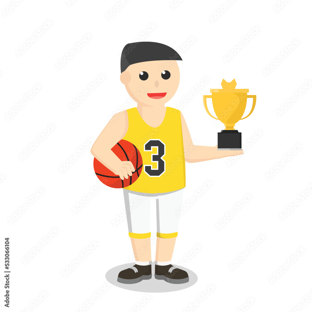 basketball player Got Trophy design character on white background
