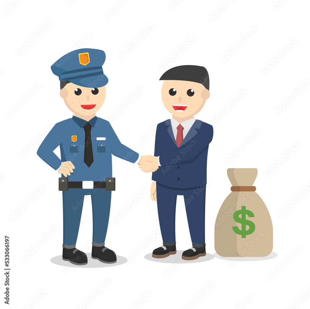 Bribe Police With Money design on white background Bribe Police With Money design on white background