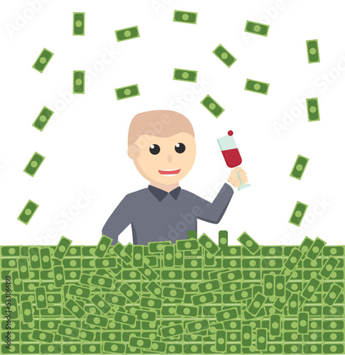 rich bald man job design character on white background