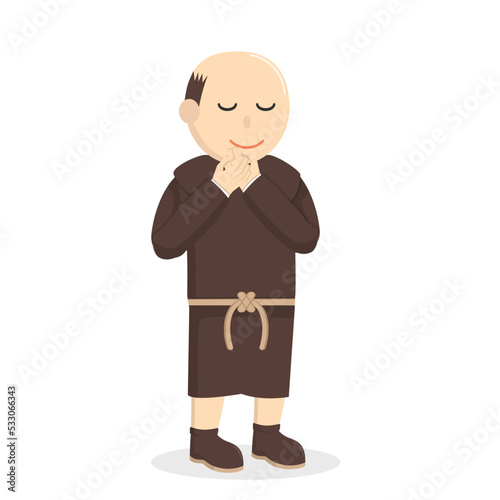 christian monk praying design character on white background
