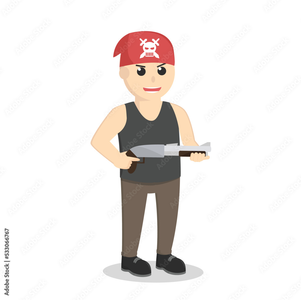 Fototapeta premium Gangster With Shotgun design character on white background
