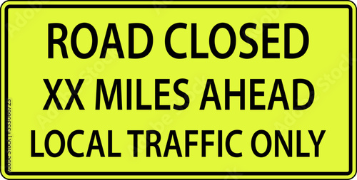 Road Closed Ahead Sign On White Background
