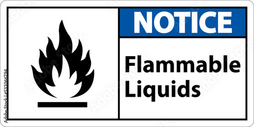 Notice Flammable Liquids Sign On White Background