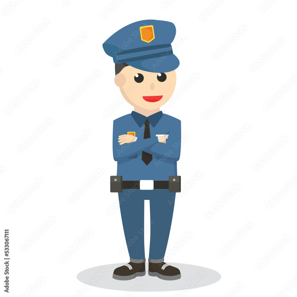 Police officer and property design on white background