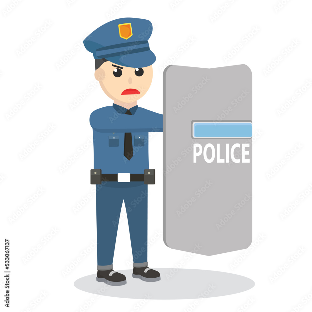 Police With shield design on white background
