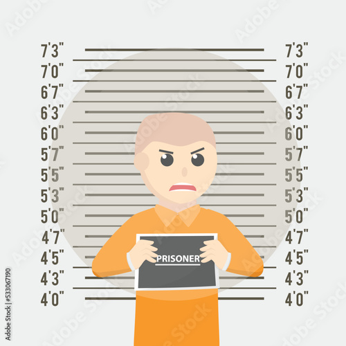 mugshot prisoner design character on white background