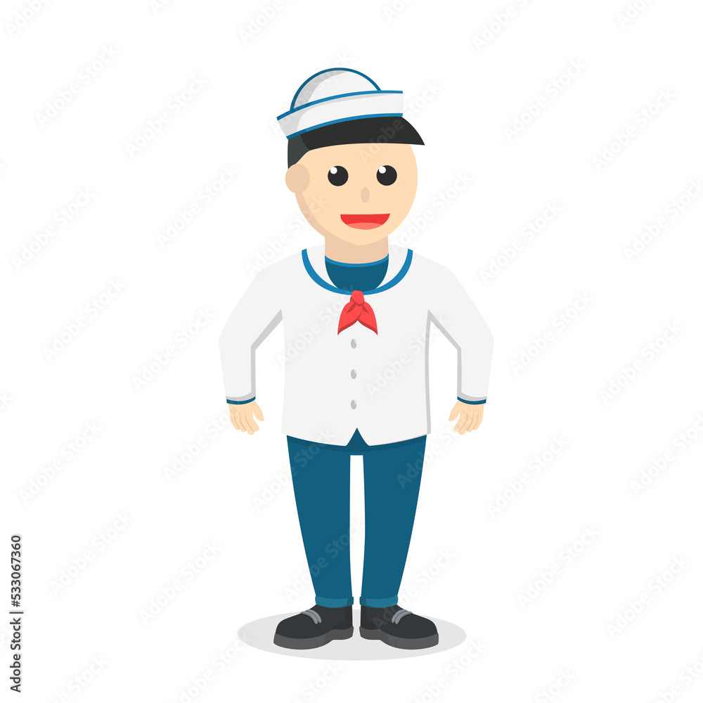 sailor pose design character on white background
