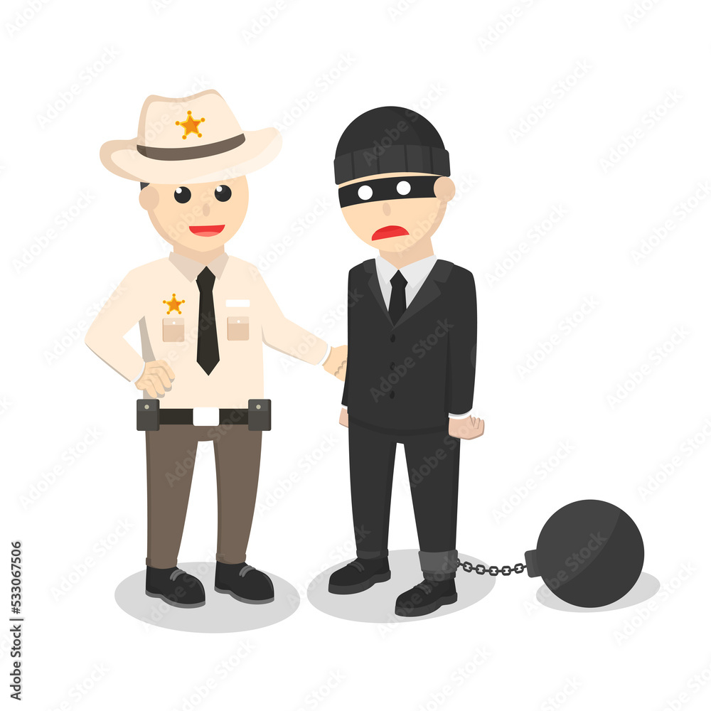 sheriff Caught thief design character on white background sheriff Caught thief design character on white background