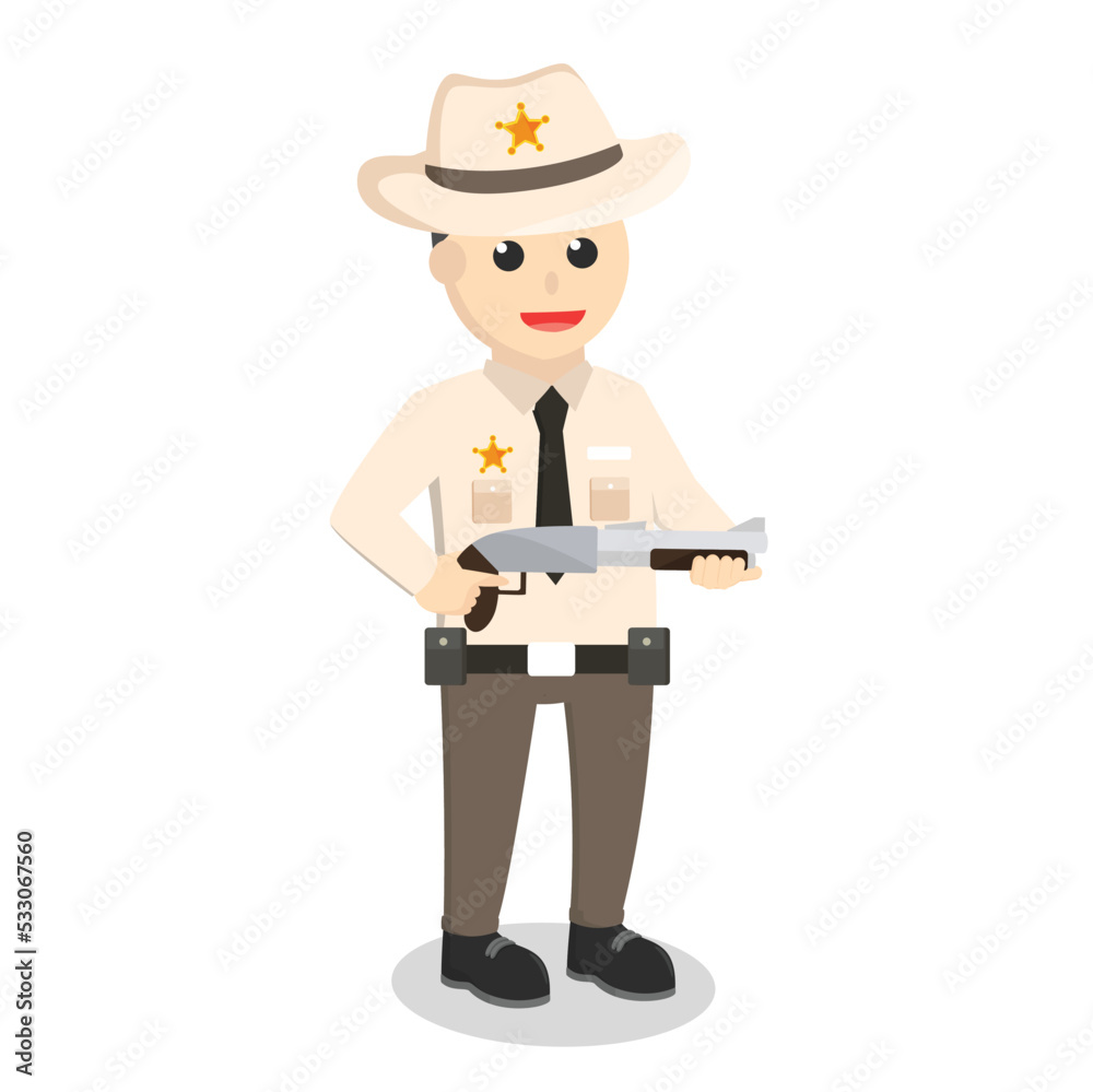 Sheriff With Shotgun design character on white background Sheriff With Shotgun design character on white background