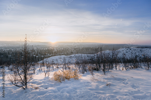 Winter landscape at sunset in Bowmont Park © josev82