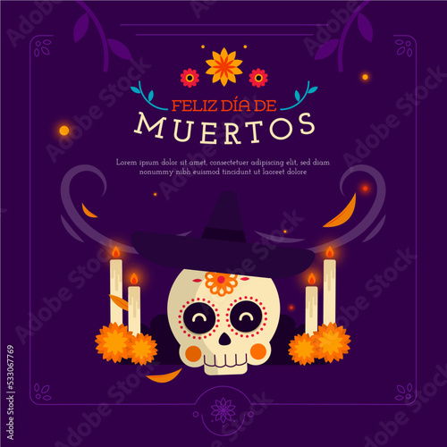 Día De Muertos Background Vector, Day Of The Dead Vector Background