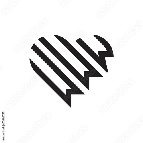 Fototapeta Naklejka Na Ścianę i Meble -  initial three w letter heart outline logo vector