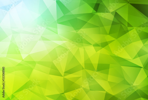 Light Green, Yellow vector shining triangular backdrop.