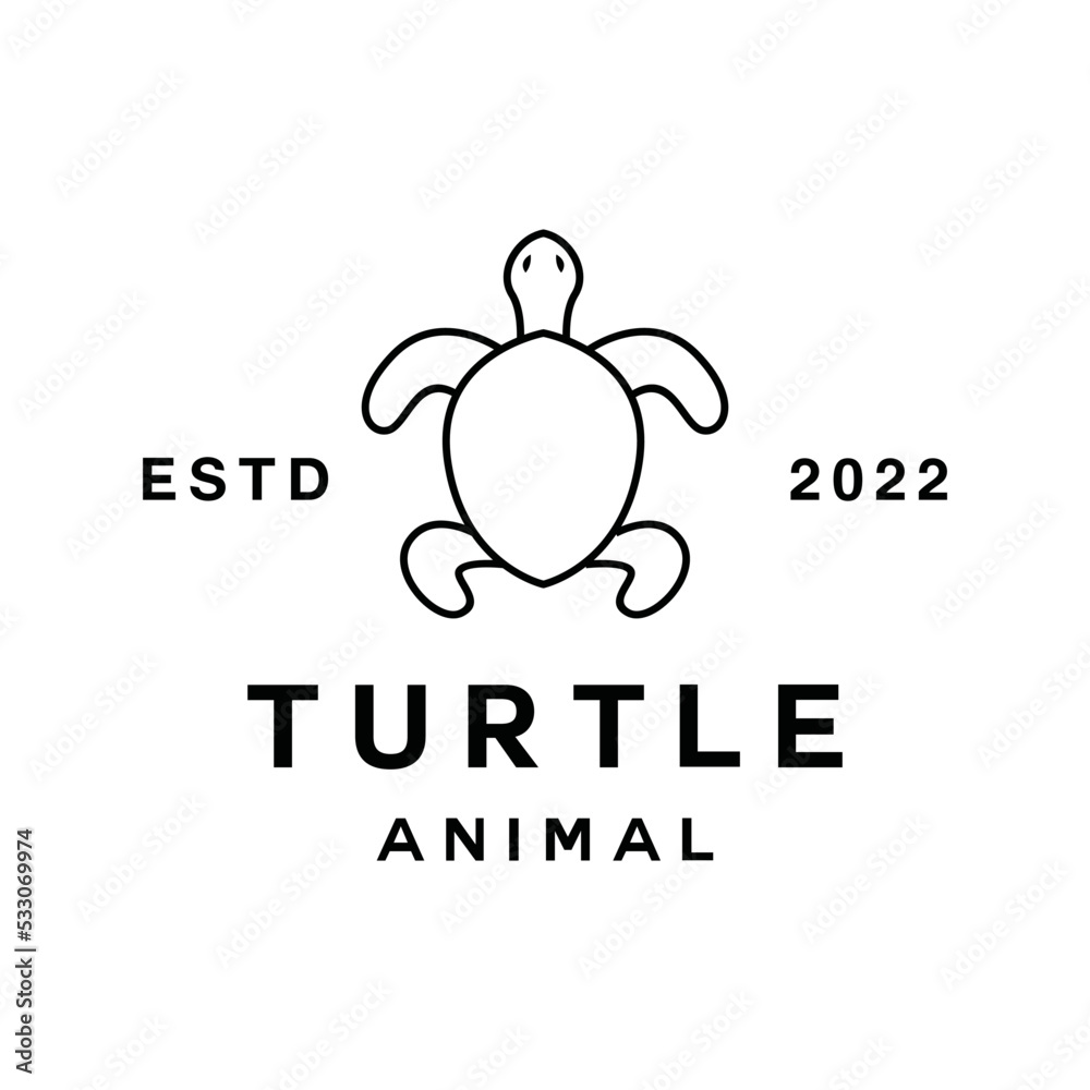 Fototapeta premium Monoline Turtle animal Logo vector design graphic emblem