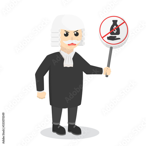 old man judge with no bribe sign design character on white background