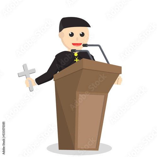 priest giving speech design character on white background