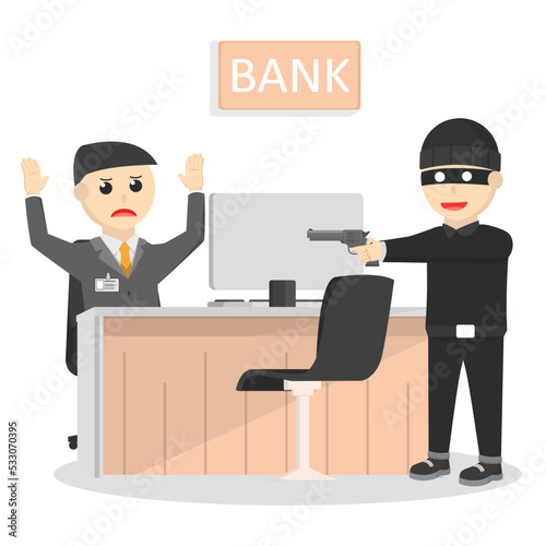 robber robbing bank design character on white background