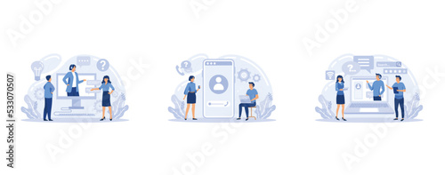 Technical support online service or platform set. Idea of customer service. Consultant providing customer with valuable information