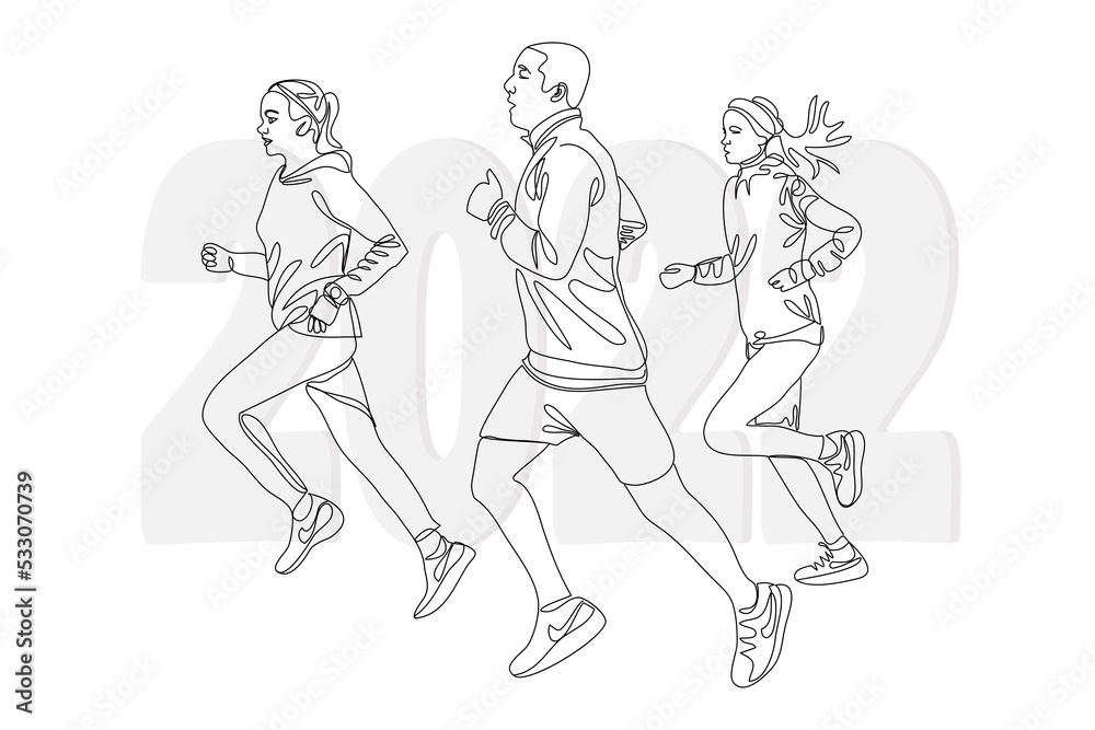 People running marathon 2022 one line