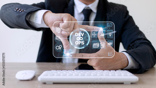 Wallpaper Mural DevOps Methodology Development Operations agil programming technology concept. Torontodigital.ca