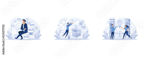 Creative thinking. People with different mental mindset types or models creative. Imaginative non standard solution thinking. MBTI person metaphor. Mind behavior concept, set flat vector modern illust
