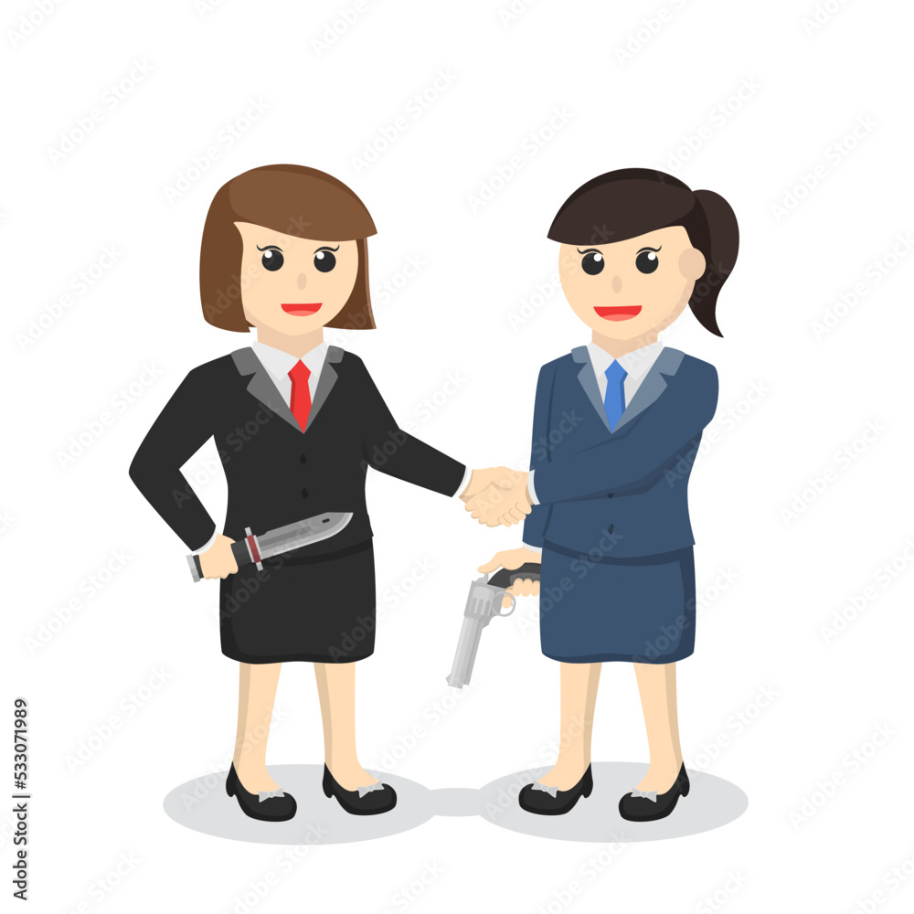 business woman secretary cooperation with distrust design character on white background business woman secretary cooperation with distrust design character on white background