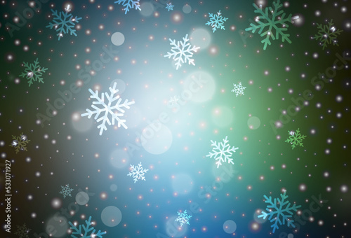 Dark Blue, Green vector backdrop in holiday style.