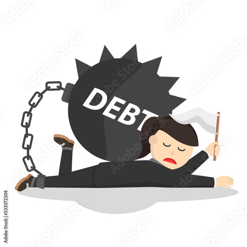 business woman secretary give up because the load design character on white background