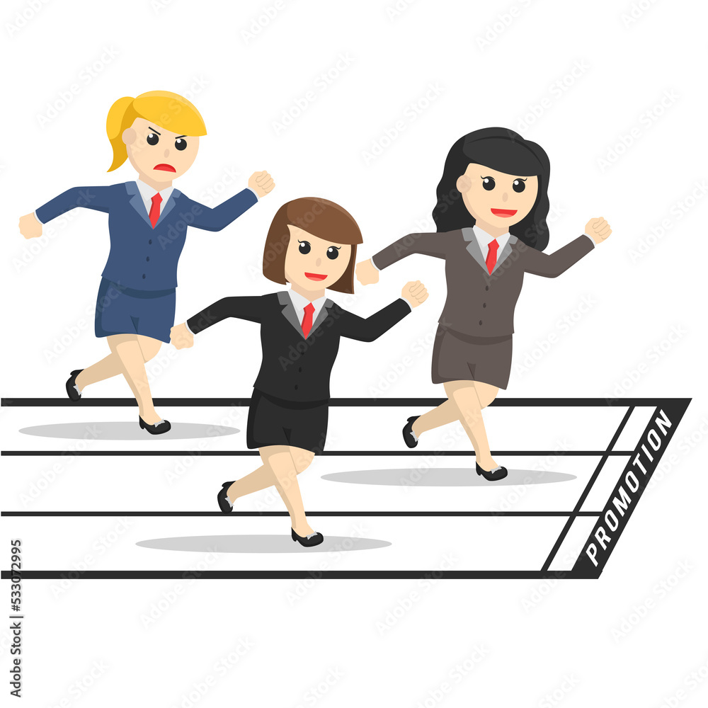 business woman secretary marathon get promotion design character on white background business woman secretary marathon get promotion design character on white background