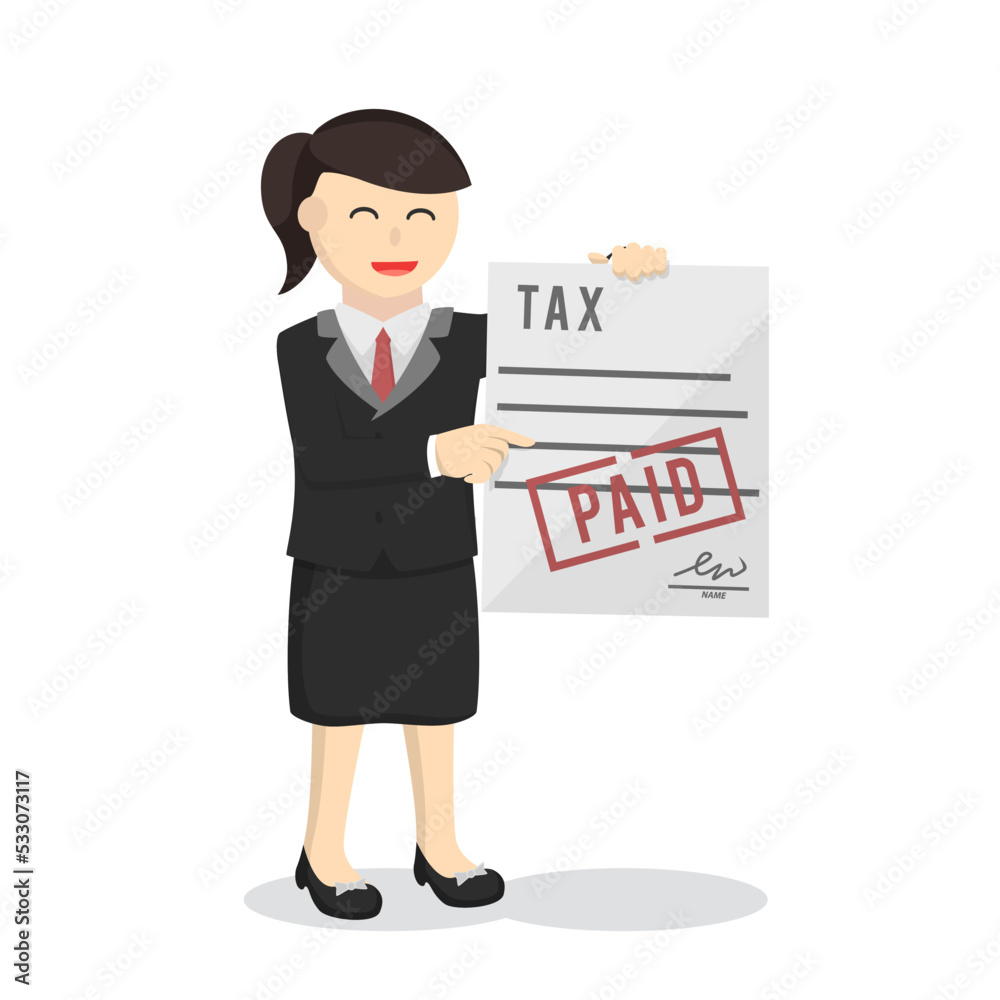 business woman secretary paid the tax design character on white background business woman secretary paid the tax design character on white background