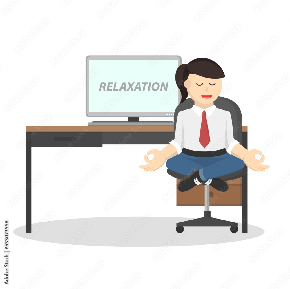 business woman secretary relaxation in the office design character on white background business woman secretary relaxation in the office design character on white background