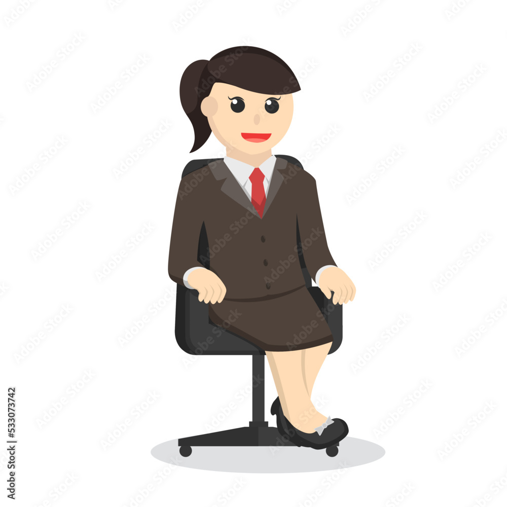 business woman secretary sit in chair design character on white background business woman secretary sit in chair design character on white background