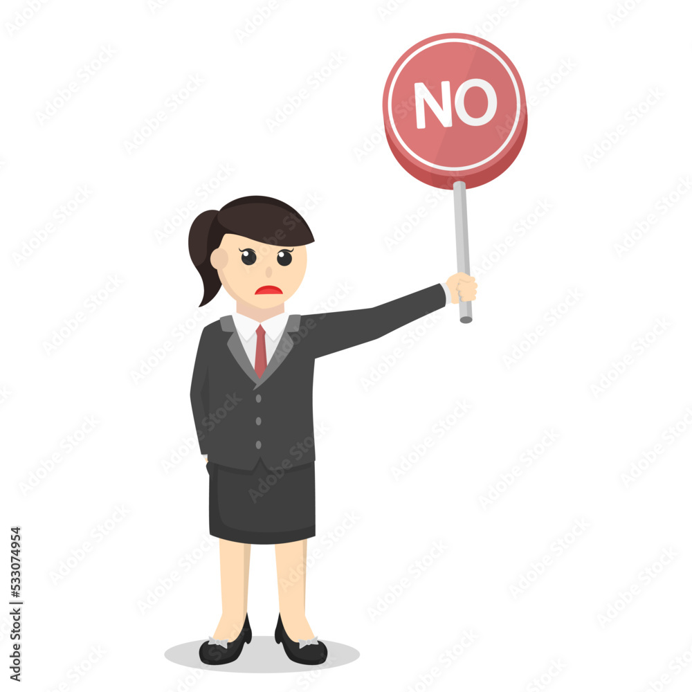 business woman secretary showing no sign design character on white background business woman secretary showing no sign design character on white background