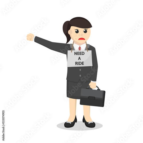 business woman secretary need a ride to the office design character on white background
